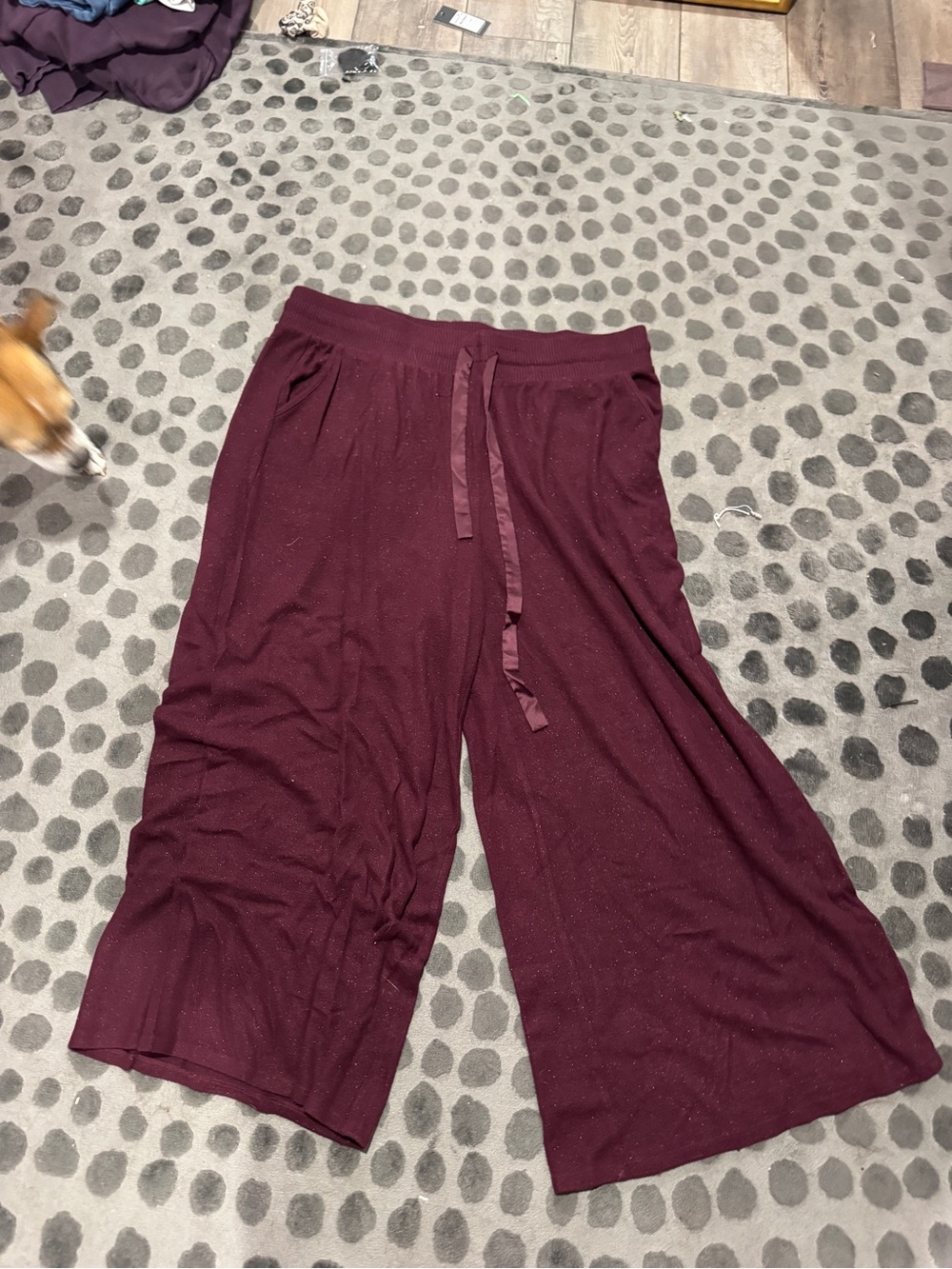 Torrid Burgundy Wide-Leg Knit Pants with Drawstring